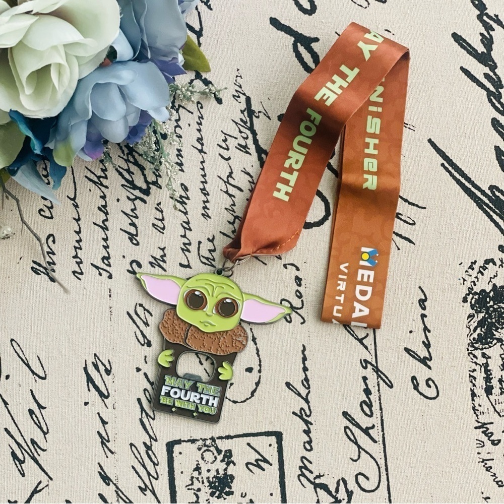 Grogu Baby Yoda Mandalorian May Fourth Race Medal Bottle Opener & Pin